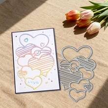 Troqueles creativos con forma de corazón, herramienta DIY para hacer álbumes de recortes y estarcidos en relieve, para tarjetas de felicitación, recorte de papel para manualidades, plantilla de troqueles para hacer tarjetas de regalo. - Plateado - Ver 4