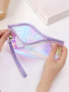 Transparent Cosmetic Bag, Laser Beach Clutch,With "Ceuise Life",Coconut Trees, Cruise And Other Related Itemsprint,Pvc Material, Large Capacity, Toiletry Bag, Convenient And Simple Storage Bag, Clear Ravel Toiletry Bag, Waterproof, Travel Toiletry Makeup Bag - Multicolor - View 5