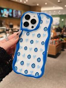 Blue Heart, Devil's Eye Design, High-Quality Transparent Silicone Simple Cute Full-Coverage Anti-Fall Glossy Phone Case Suitable For IPhone 17/17 Pro Max/16 Pro Max/16 Plus/15/15 Pro Max/15 Pro/15 Plus/11/12/13/14/16 Pro Max/XS/XR/11 Pro/11 Pro Max/12 Pro/12 Pro Max/13 Pro/13 Pro Max/7 Plus/14 Pro/14 Pro Max/14 Plus/16 Pro/16 Plus/7 Plus/8 Plus/8/SE2 - Blue - View 5