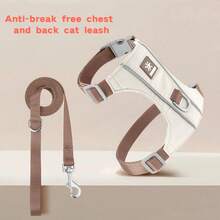 New Cat Leash Vest Type Cat Chest Back Anti-Break Free Cat Strap Lightweight Cat Chest Back Reflective Pet Chest Back - Beige - View 4