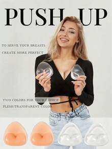 1/2 Pair Double-Sided Adhesive Reusable Padded Bra Inserts - Sticky Bra Pads For Dresses, Bikinis - Multicolor - View 1