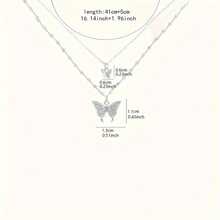 1件极简银色双层蝴蝶项链 - 銀色 - 查看 5