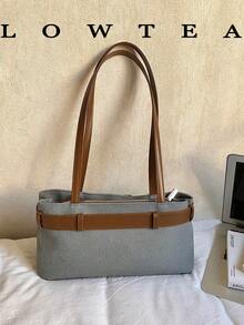 low tea 1个低茶色纯色PU皮革单肩包，女士复古时尚方形手提包，顶部双提手，拉链封口，适合旅行、购物、约会、女士礼物，也适合通勤、户外活动、旅行、徒步。 - 藍色 - 查看 9