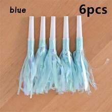 6个彩色流苏龙形哨子 - 浅粉色、紫色、蓝色和绿色流苏，闪亮设计 | 非常适合生日派对、婚礼、摇滚主题活动和节日聚会 - 理想的派对装饰品和氛围营造者 - 彩色 - 查看 12