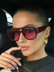 1pc Plastic Geometric Personalized Hot Girl Style Elegant Living Women Fashion Glasses For Summer Street-Photography Tropical Beach Vacay Outdoor Casual Activities Accessories - Multicolor - View 7