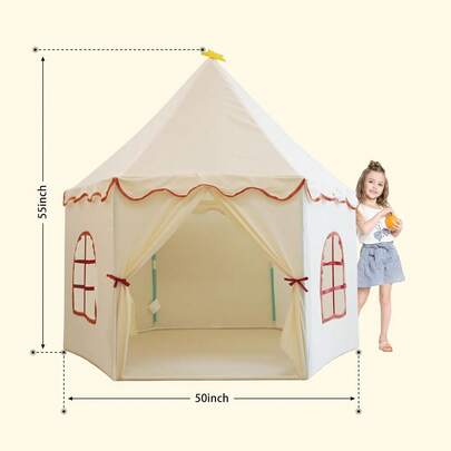 Tienda de Campaña Grande para Niñas con Diseño de Castillo de Princesa, Casa de Juegos para Interior y Exterior, Estilo Americano, para Niños de 3 a 8 Años, Incluye Instrucciones Detalladas