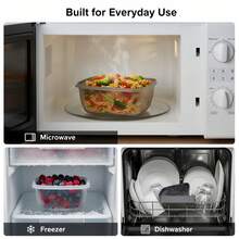 新年厨房收纳套装 6 件套嵌套式食品储存盒，带 6 个盖子 | 节省空间可堆叠防漏密封便当盒和零食盒，适用于办公室午餐/春季野餐/旅行