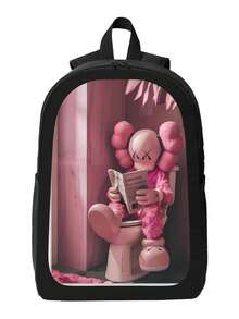 Kawss Kawaii Kaw  Anime Cartoon Men&AposLarge Capacity Backpack With Adjustable Shoulder Straps For Convenient Design, Waterproof And Scratch Resistant, Travel, And Commuting Backpacks - 黑色 - 查看 2