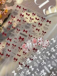 1pc Colorful 5D Embossed Butterfly & Striped Nail Art Stickers, Self-Adhesive DIY Nail Decals & Decorations, Suitable For Women & Girls, Applicable For Autumn/Winter Christmas Nails, Home & Nail Salon - Multicolor - View 9
