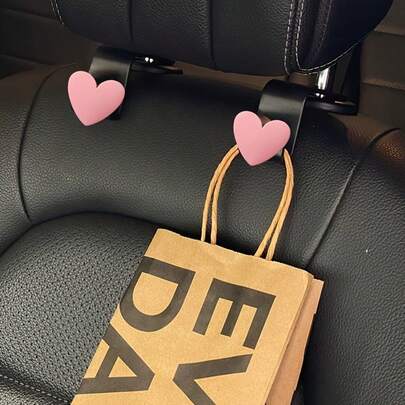 2 piezas, Diseño con forma de corazón Gancho multifuncional para respaldo de asiento de coche, Gancho creativo para reposacabezas de coche, Gancho pequeño de almacenamiento oculto, Accesorio de decoración interior de coche con estilo, Tipo universal, Regalo para festividades.