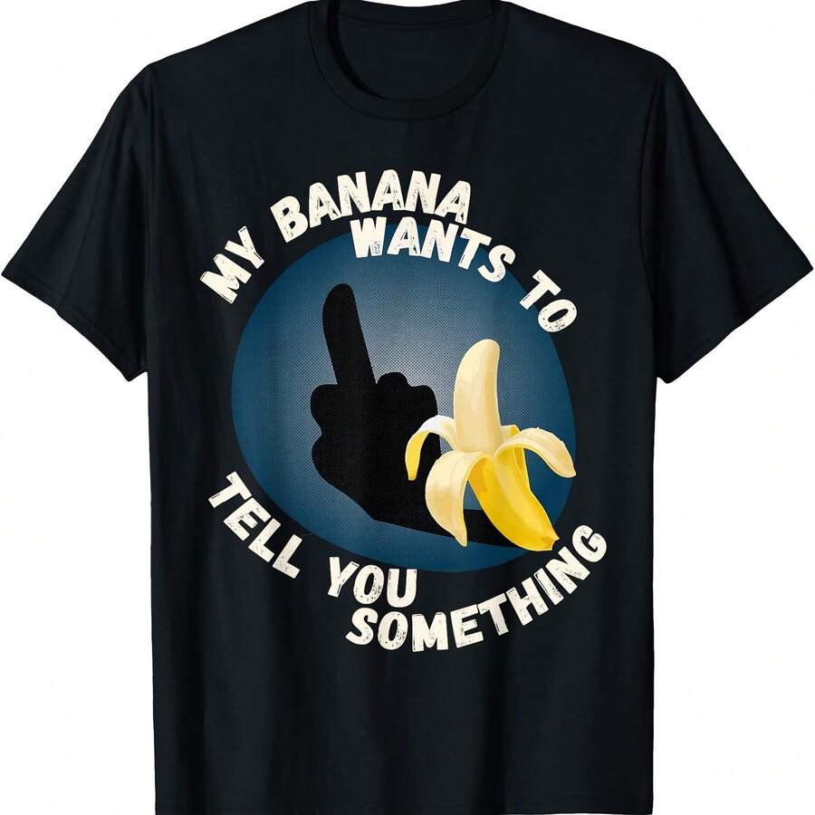 Dirty Joke Gift T Shirt Banana  Adult Humor T-Shirt - Black 12 - View 1