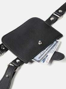 Men's Waist Bag, Outdoor Vest Bag, Versatile Functional PU Card Holder Vest Bag, Bag - Black - View 7