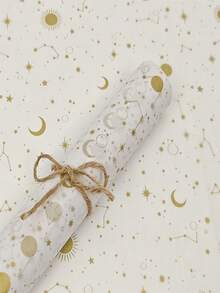 10/20pcs Gold Starry Sky Gift Wrapping Paper - Black With Gold Celestial Design, Ideal For Birthday, Valentine's Day, Essential For Gift Packaging | Celestial Theme | Smooth Texture - White - View 5