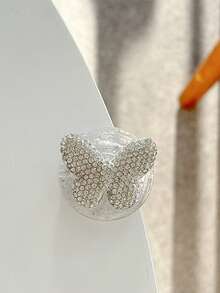 1pc Premium Butterfly Rhinestone Phone Holder, Diamond Butterfly Expandable Air Cushion Phone Stand, Adhesive Mount - Multicolor - View 9