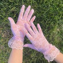 A Pair Of Sweet Lace Sun-Protection Gloves, Lightweight And Breathable, Highly Elastic, Can Cover Scars And Tattoos, Protect Your Arms While Driving, Suitable As Halloween Accessories, Winter Gloves, For Weddings, And Valentine's Day. - 彩色 - 查看 10