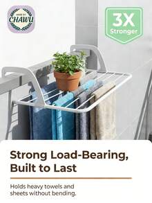 1pc/2pcs/3pcs Square Foldable Wall-Mounted Clothes Drying Rack - 3X Thicker Metal, Rust-Resistant Coating, 10-Second No-Drill Installation/Space-Saving Foldable Design/Suitable For Tenants/Students/Homeowners To Dry Towels, Bedsheets - Thickened - View 4