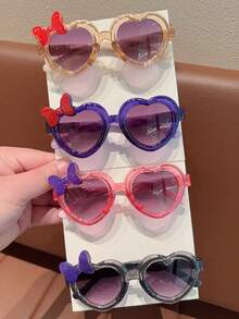 2026新款女童可爱闪亮蝴蝶结爱心儿童时尚眼镜，返校礼物，仅展示卡片，不含运费 - 彩色 - 查看 6