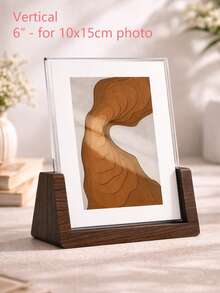 SURELIFE 1个6/7/8英寸U型亚克力和实心胡桃木相框支架桌面菜单展示架 - 多功能横向或纵向展示，是家居装饰和礼品展示的理想之选