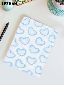 1pc Blue Heart Design Flat Tablet Protective Case With Pencil Slot, Shockproof, Tri-Fold Tablet Stand Protective Shell, Compatible With IPad 10.2", IPad Pro 11" 2021/2020/10th Gen, IPad (A16) 11" 11th Gen 2025, IPad 8th/9th/10th Gen, Galaxy Tab A8 10.5" 2022, Matepad 10.4"/Tab, Romantic Gift - Multicolor - View 2