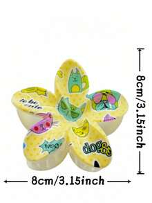 1个/3个/8个 花卉印花休闲ABS塑料卡通猫咪造型发夹，可爱小猫咪发爪，适合盘发 - 彩色 - 查看 10