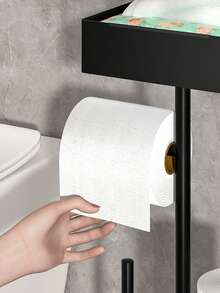 1个现代独立式卫生纸架，带收纳功能，自带背胶，是浴室装饰和圣诞/冬季礼物装饰的理想之选。 - 彩色 - 查看 5