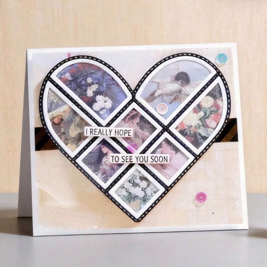 Creative Love Photo Frame Dies, DIY Scrapbooking Album And Embossing Stencil, Greeting Card Making Tool, Card Paper Cutting Crafts ,Gift Card Making Template Die Cuts. - Silver - View 1