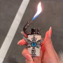 A Internet Celebrity's Same-Style Crocodile Head Inflatable Handmade Lighter, A High-End, Sophisticated, Windproof, Creative, Unique And Durable Gift For Boyfriends. YSB4 - 873 White Butterfly - View 2