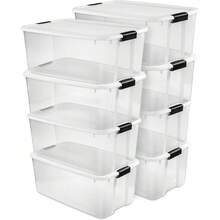 Sterilite 70 Quart Ultra Storage Box, Transparente con Tapa Blanca y Cierres Negros, 4-Pack - Blanco - Ver 7