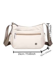 1个纯色尼龙面料拉链多隔层背包，适合携带手机、纸巾和其他日常必需品，时尚休闲男士斜挎单肩包，适合通勤、散步、购物、商务出行，四季皆宜。 - 彩色 - 查看 11