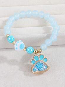 1Pc Girls Cat Capybara Unicorn Heart Shaped Charm Full-Fill Glitters Colorful Sequins Decor Beaded Bracelet Best Gift - Multicolor - View 27