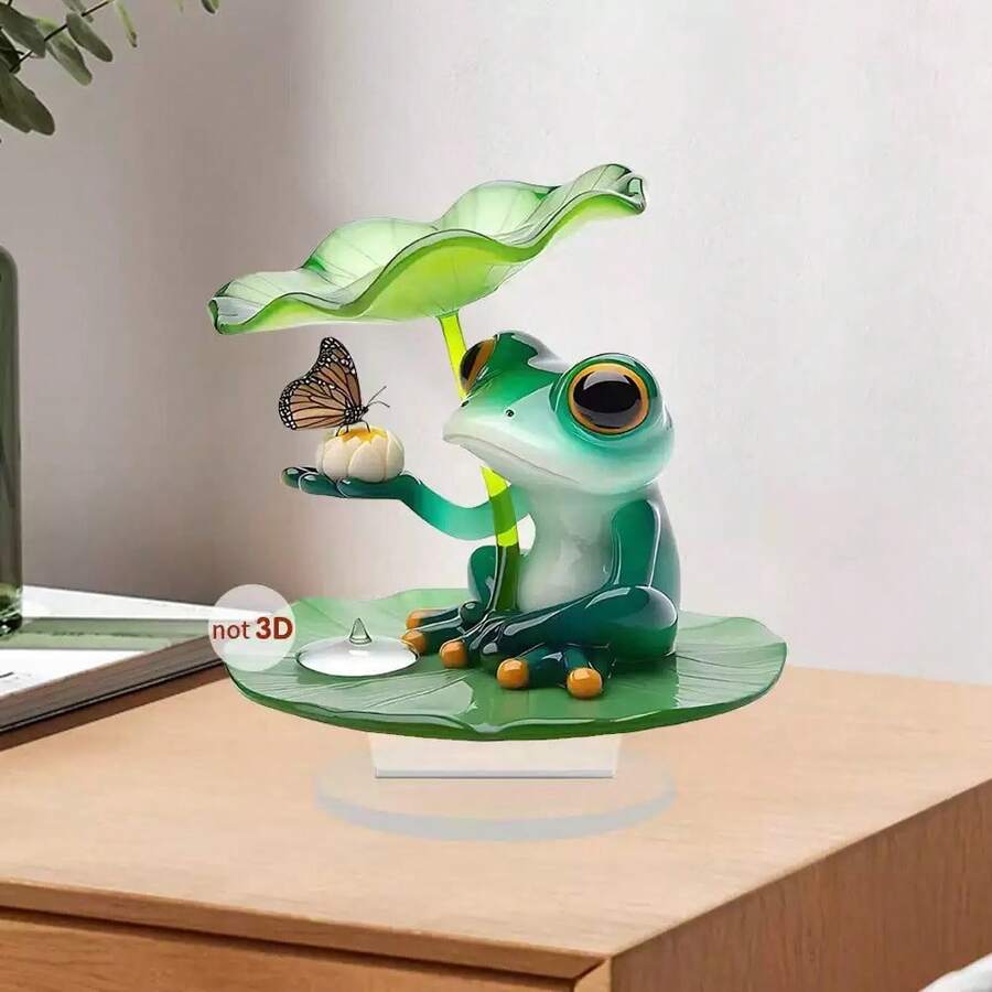 2D Cute Frog Acrylic Healing Desktop Decor Ornament - Multicolor - View 1