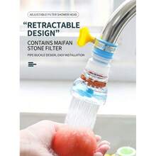 1 PCS Rotating Telescopic Faucet Filter With Mineral Balls & Spray Head, Water-Saving Splash-Proof Kitchen Sink Filter For Non-Drinking Water Cleaning At Round Faucets (Fits 1.6-2.3cm) - Green - View 11