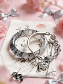 2pcs Fashionable Pendant Bracelets With Peace Lock Clasp And Tassel - Elegant Resin Bangle, Perfect Gift For Girlfriend, Mom Or Loved One - 2 Ink Painting Bracelets - View 5