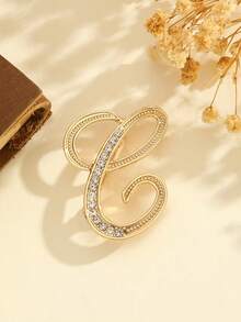 1Pc A-Z Letter Rhinestone Brooch – European Style Alloy Sparkly Pin, Elegant Versatile For Suits/Shirts/Coats/Dresses, Perfect Gift - Multicolor - View 13