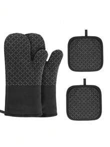 1pc Thick Silicone Oven Glove With Pot Holder, Heat Resistant Baking Cooking Kitchen Glove, Non-Slip Insulated Mat - Multicolor - View 9