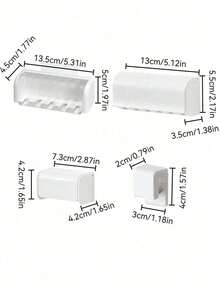 1个带盖壁挂式牙刷架，浴室电动牙刷架，牙膏收纳架，2/5/6孔自粘式牙刷整理器，家用浴室配件（白色），家居浴室装饰，返校用品 - 彩色 - 查看 3