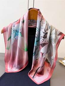 1pc New Floral Bandana Print Women Square Scarf Headscarf 70X70cm - Multicolor - View 5