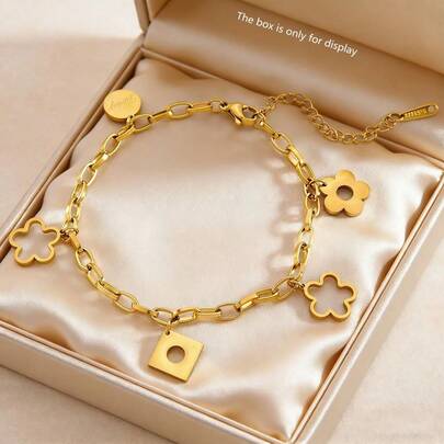 VceTd 1pc Fashionable Punk Style Stainless Steel Women's Pendant Necklace With Glossy Hollow Flower Pendant Design, Suitable For Women's Daily Commute Or Outings, Wearing At Holiday Parties, Or As A Gift For Lover, Friend Or Mother