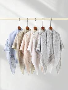 1 Peça Lenço Quadrado Estampado com Planta de 110cm para Mulheres, Hijab de Voile, Floral, Leve, Macio, Confortável, Respirável, Versátil, Hijab Estampado, Lenço de Flor de Alta Qualidade e Atmosfera Delicada, Lenço Decorativo Elegante de Proteção Solar, Lenço Quadrado Multifuncional para Looks, Adequado para Uso Diário, Todas as Estações - Multicolorido - Visão 2