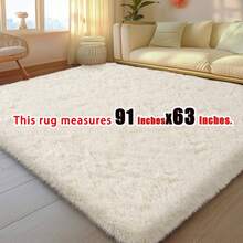 eluckya Plush And Thick Long-Pile Carpet, Super Soft And Comfortable Rug, Non-Slip Thick Pile Carpet, Suitable For Bedrooms, Living Rooms, Bathrooms, Dorm Rooms, Room Decor, Kitchen Essentials, Family Gatherings, Valentine's Day, Birthday Parties, Home Decor, Bedroom Decor. - 白色 - 查看 10