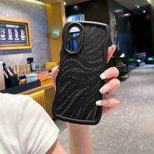 1pc Dotted Zebra Pattern Shockproof Phone Case With UV Printing, Suitable For Compatible With Galaxy/Compatible With Infinix/Compatible With Redmi/Compatible With OPPO/Compatible With VIVO/Compatible With MOTO/Compatible With Realme Android Models,International Version, Not The Domestic Version - Black - View 3