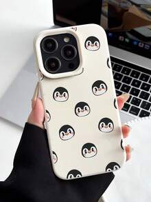 1 pieza Funda de teléfono de TPU con borde recto y diseño de pingüino redondo personalizado a prueba de caídas, compatible con Apple 16 Pro Max/16/16 Pro/16 Plus/15/15 Pro Max/15 Pro/11/12/13/14 Pro Max/11 Pro/11 Pro Max/12 Pro/12 Pro Max/13 Pro/13 Pro Max/14 Pro/14 Pro Max, funda suave con un elegante ambiente, para invierno - Multicolor - Ver 2