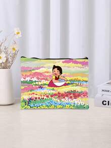 1 geantă de machiaj de călătorie de înaltă calitate cu imprimeu Heidi, design retro pentru fete, poliester cu fermoar, esențială pentru studenți, utilizare dublă pentru călătorii și zilnic, cadou excelent de Crăciun pentru femei și adolescente - Multicolor - Vizualizare 4