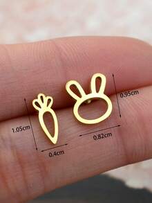一对不锈钢小兔子耳钉，多种款式可选，包括小动物、海洋、花朵、昆虫、蝙蝠、蜘蛛网、钻石牙齿、心电图、猫狗爪印、蝴蝶、草莓、向日葵、叶子等几何图案耳钉，男女皆宜，还有章鱼、蜗牛、郁金香、心形、星星等迷你耳钉。 - 一對不鏽鋼小耳環 - 查看 2