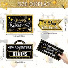 10 piezas/20 piezas Letreros de jubilación, Accesorios para fotomatón de jubilación, Decoraciones de fiesta de jubilación de papel negro y dorado reutilizables, Decoraciones de feliz jubilación para el hogar, el patio y la fiesta - Multicolor - Ver 7