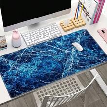 وسادة فأرة مقاس كبير بتصميم شريطي أزرق وأبيض، ذات سطح معالج بتقنية الميكرو، قاعدة مطاطية سميكة مانعة للانزلاق، هدية مثالية لديكور المكتب والألعاب والكمبيوتر المحمول وسطح الكتابة - متعدد الألوان - مشاهدة 6