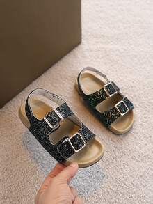 1 par de sandalias de verano versátiles y de moda para niños - Negro - Ver 3