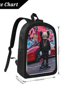 Kawss Kawaii Kaw  Anime Cartoon Men&AposLarge Capacity Backpack With Adjustable Shoulder Straps For Convenient Design, Waterproof And Scratch Resistant, Travel, And Commuting Backpacks - màu đen - Xem 5