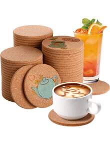 50/40/30/20/10 Non-Slip Cork Coaster Natural Round Wooden Cup Mat Heat Insulation Pads Tea Coffee Mug Drinks Holder Table Decoration - Multicolor - View 1