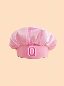 1顶女童粉色字母图案睡帽，26个字母可定制，适合作为生日和节日礼物，时尚精致轻盈柔软，是日常休息、睡眠和护发的理想之选 - 粉色 - 查看 24